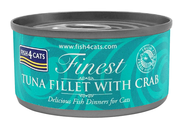 70克 Fish4Cats tuna fillet with crab 吞拿魚塊蟹肉貓罐頭x10罐, 泰國製造